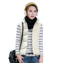 down jacket stand collar sleeveless women coat stud press pockets padded vest coat outerwear J4U66