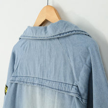 women two piece set denim jacket hooded coat plus size oversized casual women coat outwear light blue J4U66