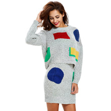 women knitted sweater dress long sleeve bodycon dress 2pcs set ladies party mini dress vestidos J4U66