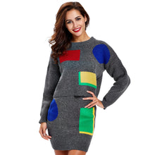 women knitted sweater dress long sleeve bodycon dress 2pcs set ladies party mini dress vestidos J4U66