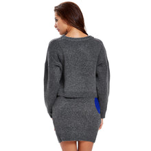 women knitted sweater dress long sleeve bodycon dress 2pcs set ladies party mini dress vestidos J4U66