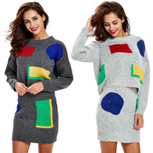 women knitted sweater dress long sleeve bodycon dress 2pcs set ladies party mini dress vestidos J4U66