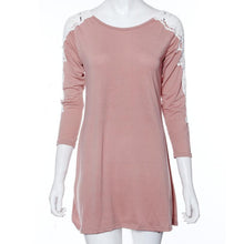 and Women Casual Lace Stitching Dress Three Quarter Sleeve Dress  J4U66