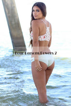 beach sexy women vest bikinis set beach swimsuit swimwear print push up bathing suit white fresh girl J4U66