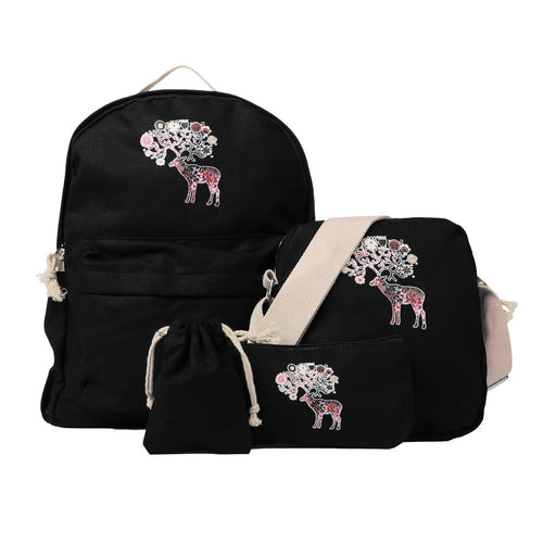 design fashioncolorful deer pattern canvas women backpack casual travel bags korean school bags mochila feminina J4U66