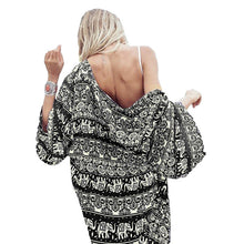 cardigan women chiffon kimono floral print boho women blouses loose thin outerwear beach cover up black dark blue J4U66