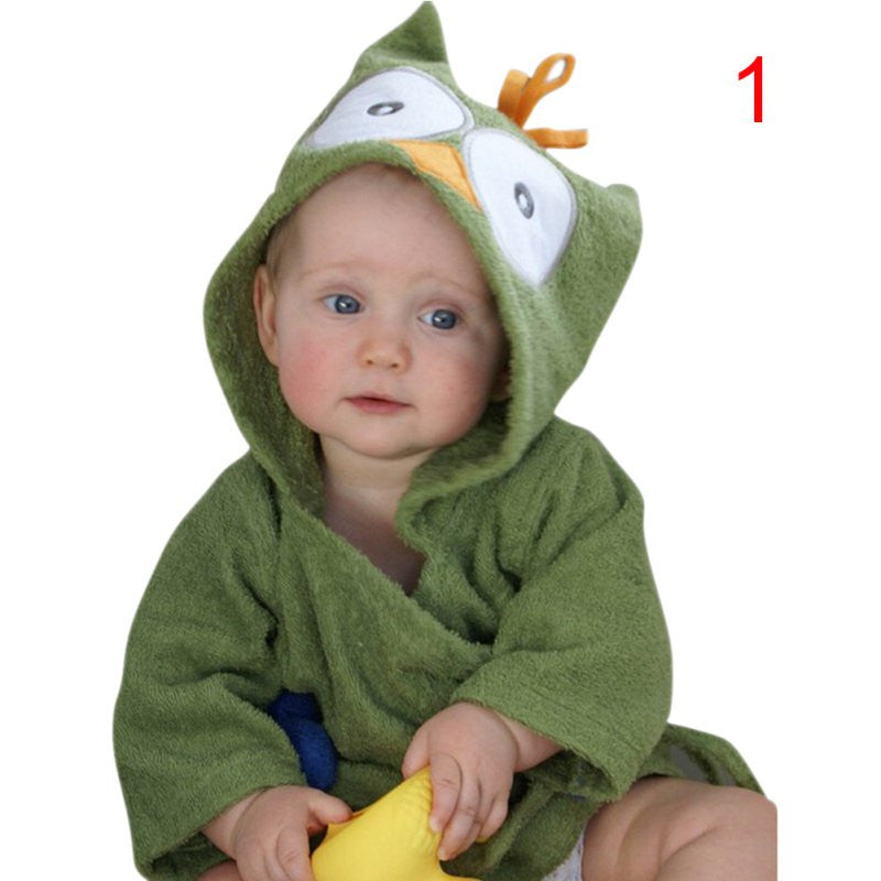 New Cotton Hooded Animal Baby Bath Robe Cartoon Warm Towel Character Kids Bathrobe Infant Towels J4U66