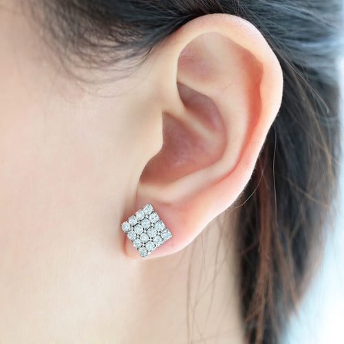 design elegant jewelry rhinestone square stud earrings for women vintage crystal earrings brincos J4U66