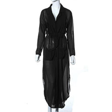 Designer Women Casual Loose Deep V Neck Dress Sexy Split Chiffon Dress Plus Size  J4U66