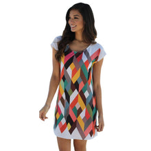 Designer Women Style Round Neck Short Sleeve Printing Bodycon Party Evening Mini Dress Vestidos De Festa Dress J4U66