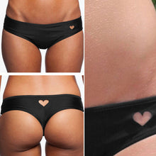 Black Women Panties Sexy Heart Cut-Out T-Back Thong Bottom G-String Panties  J4U66