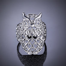 jewelry elegant animal modelling shinning silver owl finger ring J4U66