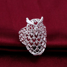 jewelry elegant animal modelling shinning silver owl finger ring J4U66