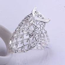 jewelry elegant animal modelling shinning silver owl finger ring J4U66