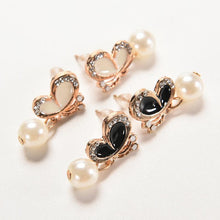 Korean Jewelry Gold Plated Butterfly Bow Knot Pearl Stud Earrings For Women  J4U66