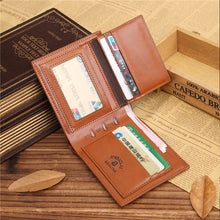 Fashion Men Brown Billfold Coffee Leather Wallet Credit Card Men Purse Clutch Bifold Mini Wallets  J4U66
