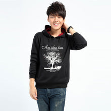 men hoodies tree letter print long sleeve casual men sweatshirt pullover tops blusas black J4U66