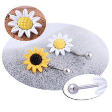 Shining Sunflower Flower Bar Belly Button Barbell Ring Navel Piercing Women Body Jewelry 2 Colors White Yllow J4U66