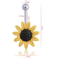 Shining Sunflower Flower Bar Belly Button Barbell Ring Navel Piercing Women Body Jewelry 2 Colors White Yllow J4U66