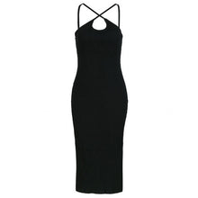 New Fashion Style Sexy Dress Women Tank Dress Black Side Split Sleeveless Dress Mid-Calf Dresses J4U66