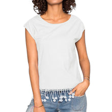 t-shirts women tassel fringed short sleeve casual tee shirt pullover women tops white black purple J4U66
