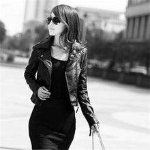 Turn Down Collar Women Leather Jackets Slim PU Leather Motor Jacket for Women Plus Size 2XL J4U66
