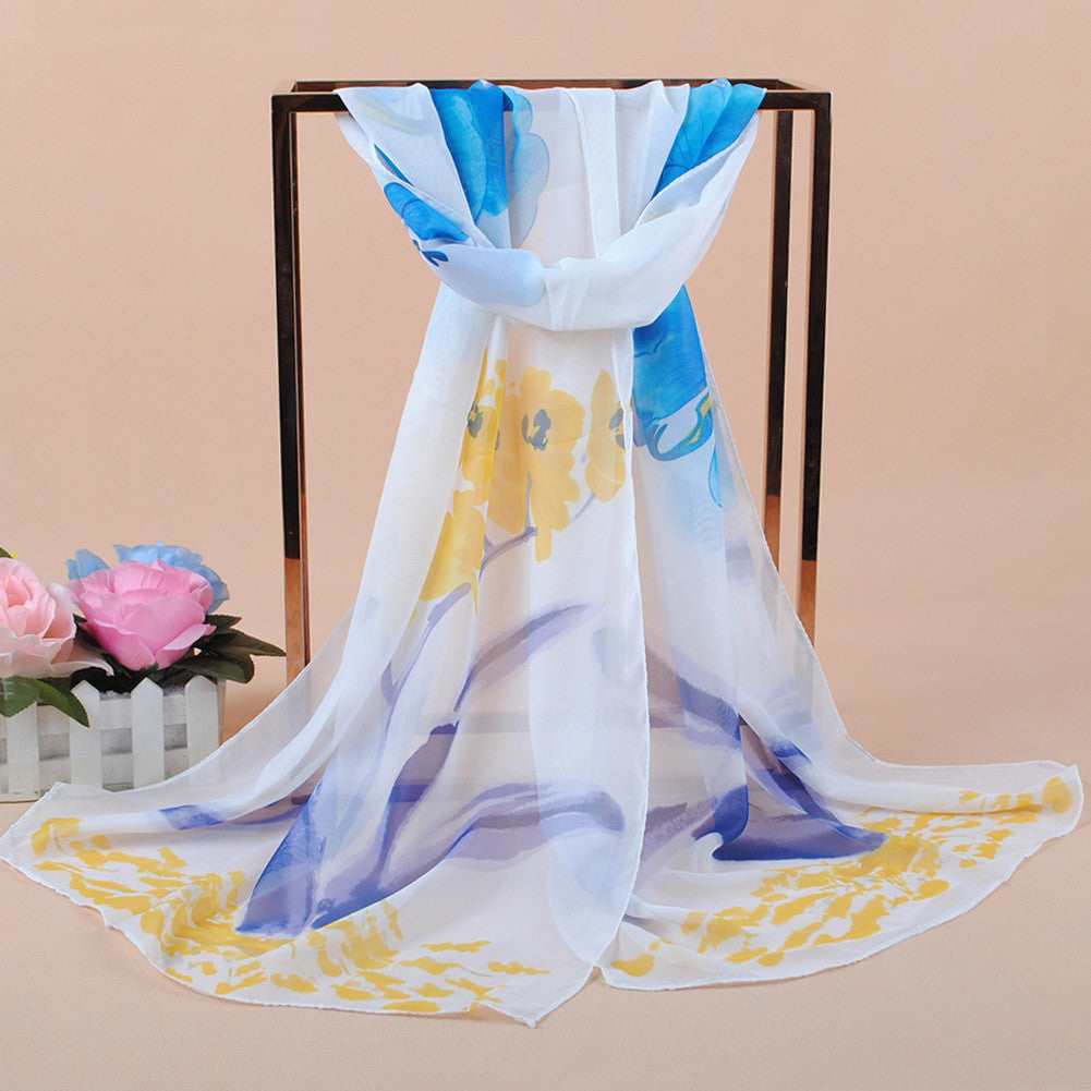 women bohemian chiffon scarf print long shawl sun block beach pashmina elegant thin scarf ladies foulard J4U66