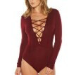 women bandage romper ladies cotton stretch leotard top bodysuit J4U66