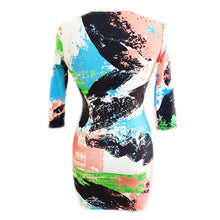 women bodycon dress print round neck three quarter sleeve bodycon bandage elegant dress vestidos green J4U66