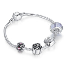 Women Bracelet Silver Plated Crystal Bead Charm Bracelet For Women Fine Jewelry Original Bracelets Gift J4U66