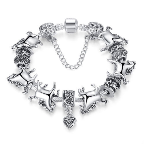 Women Bracelet Silver Plated Crystal Bead Charm Bracelet For Women Fine Jewelry Original Bracelets Gift J4U66