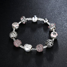 Women Bracelet Silver Plated Crystal Bead Charm Bracelet For Women Fine Jewelry Original Bracelets Gift J4U66