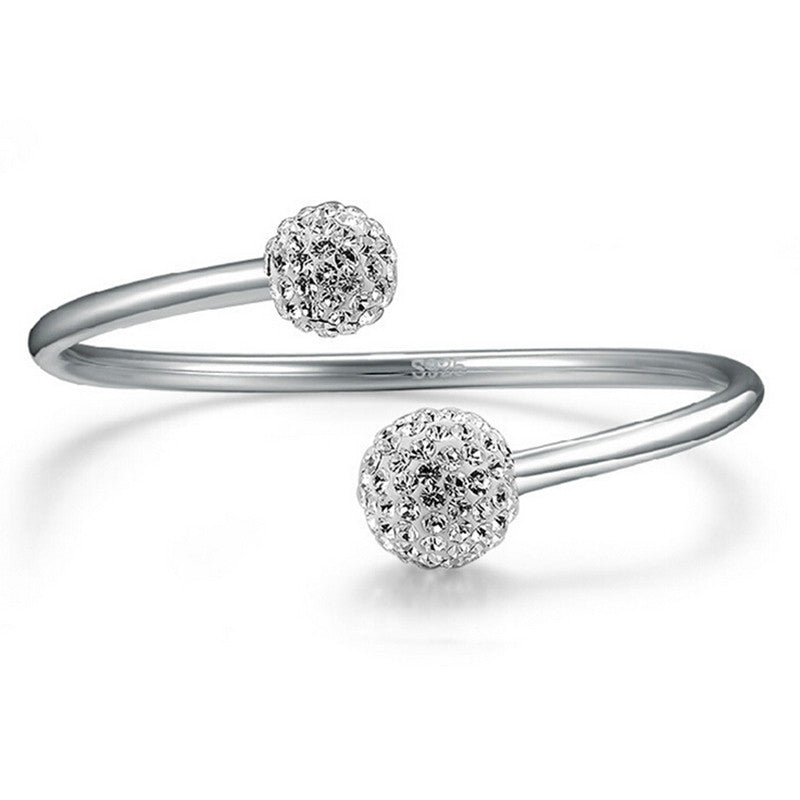 Women Jewelry Elegant Silver Plated Opening Friendship Bangles Bracelets Gifts J4U66