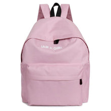 Fashion Women Girls Canvas Rucksack Backpack I AM A GIRL Letters Print School Book Shoulder Bag Casual Travel Bags J4U66