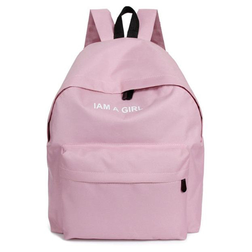 Fashion Women Girls Canvas Rucksack Backpack I AM A GIRL Letters Print School Book Shoulder Bag Casual Travel Bags J4U66