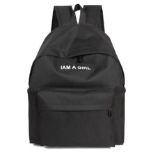Fashion Women Girls Canvas Rucksack Backpack I AM A GIRL Letters Print School Book Shoulder Bag Casual Travel Bags J4U66