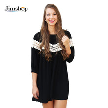 Fashion Women Lace Loose Dress Style Casual Three Quarter Dresses Comfortable Chiffon Short Dress J4U66