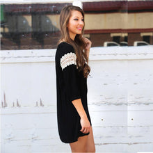 Fashion Women Lace Loose Dress Style Casual Three Quarter Dresses Comfortable Chiffon Short Dress J4U66