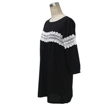 Fashion Women Lace Loose Dress Style Casual Three Quarter Dresses Comfortable Chiffon Short Dress J4U66