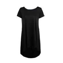 women mini dress o neck solid short sleeve asymmetric hem a line casual loose dress plus size vestidos J4U66