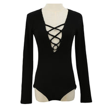 women sexy bodysuit cross deep v neck jumpsuit tights bodycon rompers short jumpsuit black grey J4U66