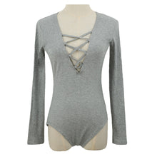 women sexy bodysuit cross deep v neck jumpsuit tights bodycon rompers short jumpsuit black grey J4U66