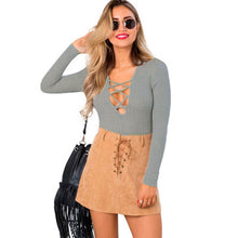 women sexy bodysuit cross deep v neck jumpsuit tights bodycon rompers short jumpsuit black grey J4U66