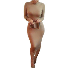 Women Sexy Club Dress Turtle Neck Long Sleeve Dress Pencil Dress Slim Hip Bandage Bodycon Dress J4U66