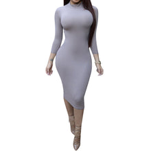 Women Sexy Club Dress Turtle Neck Long Sleeve Dress Pencil Dress Slim Hip Bandage Bodycon Dress J4U66