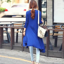 Women Thin Kimono Cardigan Long Sleeve Loose Asymmetric Hem Long Cardigan Women Outerwear Plus Size Black/Gray J4U66