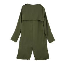 women trench coat front pocket long sleeve thin coat chiffon cardigan green J4U66