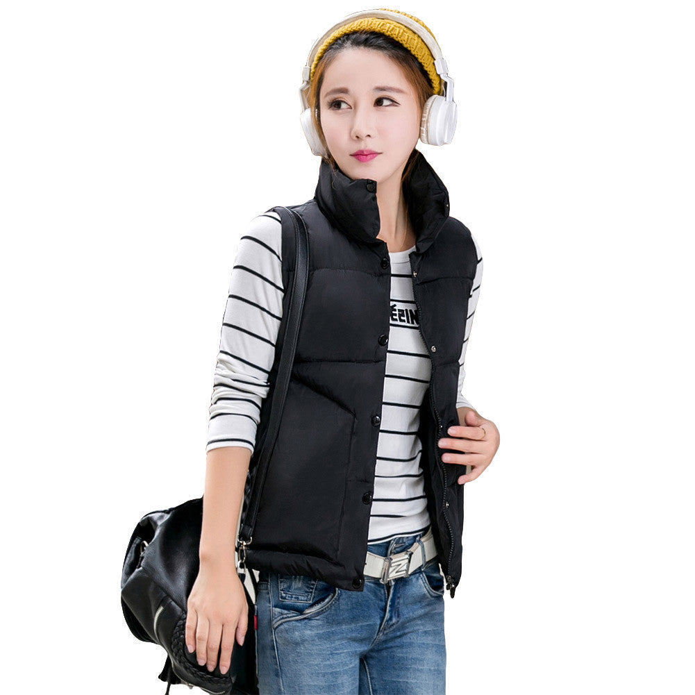 women vest waistcoat sleeveless cotton down jacket gilet thick warm padded coat outerwear J4U66