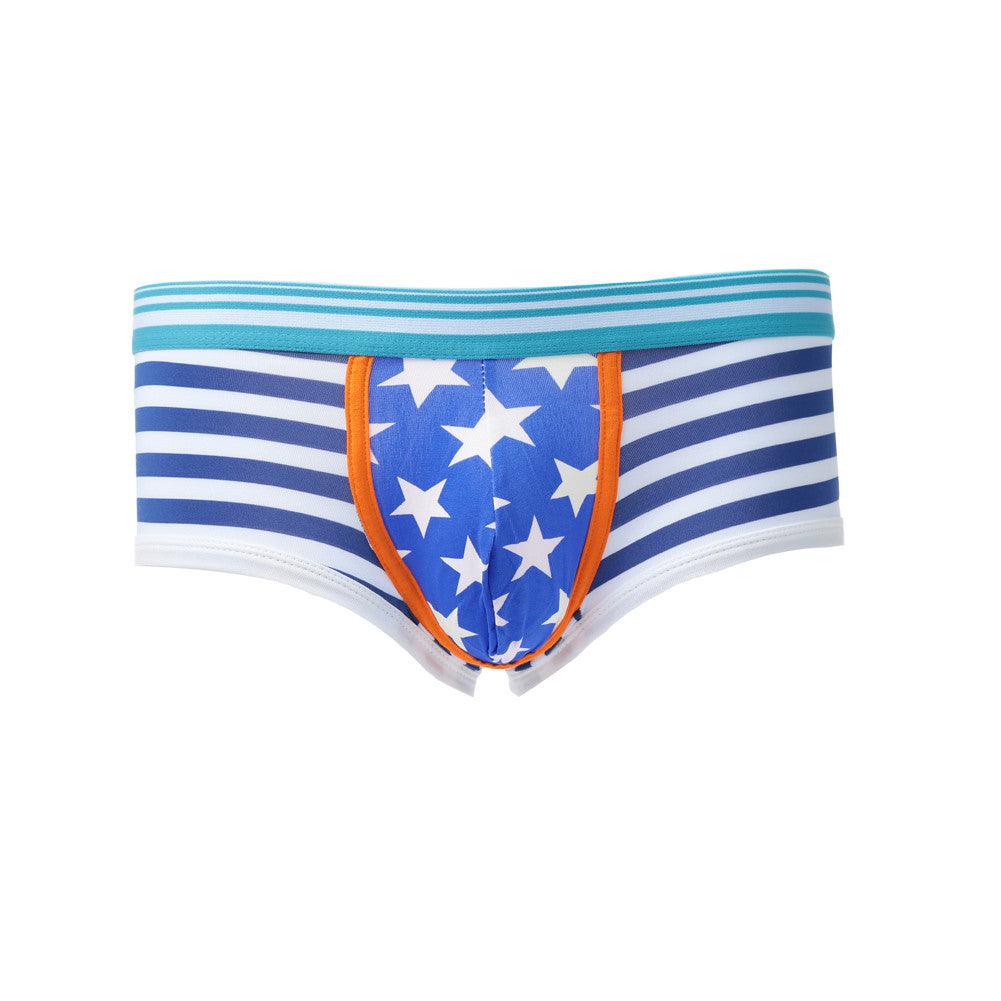 gay underwear mens briefs stripe print u convex pouch low waist cotton panties men shorts underpants J4U66