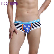 gay underwear mens briefs stripe print u convex pouch low waist cotton panties men shorts underpants J4U66